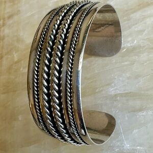 Sterling Silver Twisted Cuff Bracelet Handmade